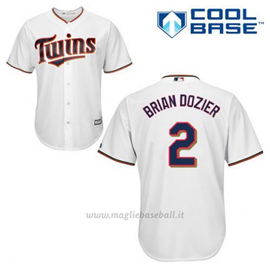 Maglia Baseball Uomo Minnesota Twins Brian Dozier 2 Bianco 1ªCool Base